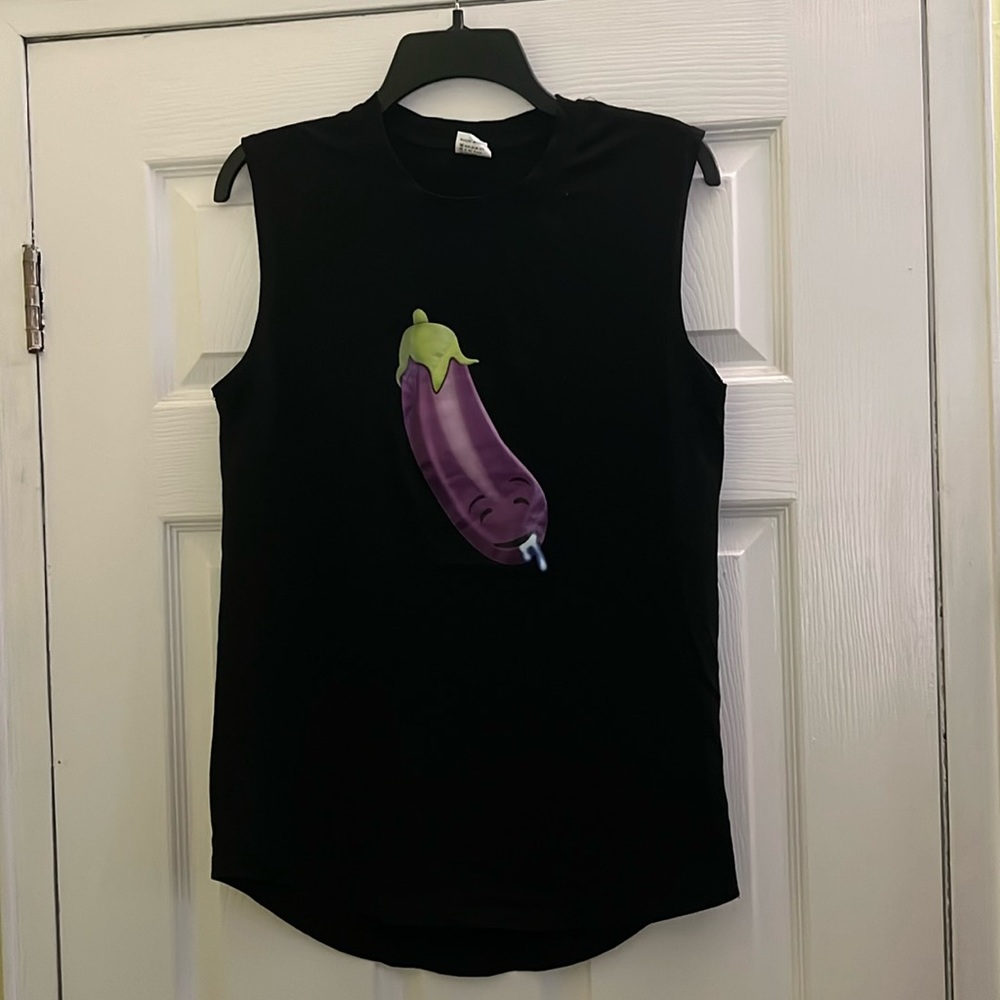MEN’s Humor sleeveless tee “Dripping Eggplant 🍆 “ size SMALL